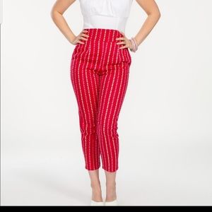 Pinupgirl Heart Cropped Trousers Medium Hemmed